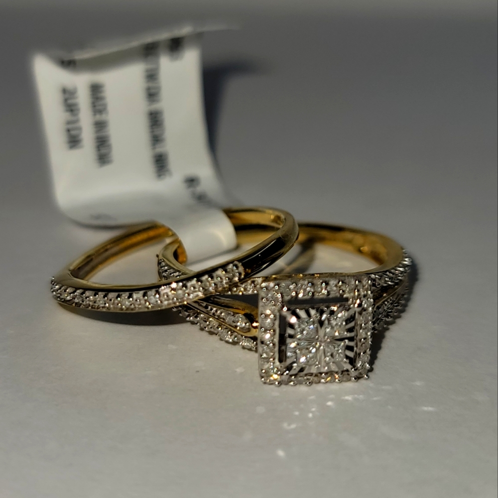 10k Yellow Gold Diamond Ring Set Sz.7